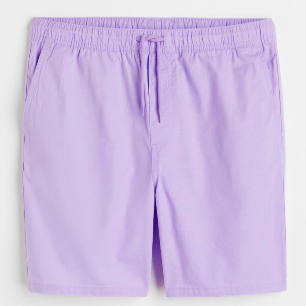 H&M men’s regular fit lavender purple cotton drawstring shorts size medium